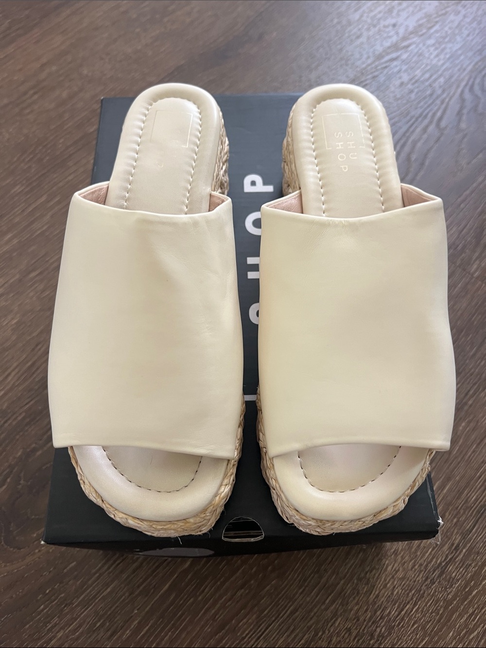 ShuShop Cream Slide Espadrille Mules